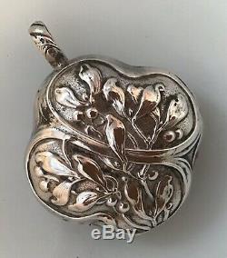 French Solid Silver Mistletoe Chatelaine Rattle Pendant Christmas Ornament Gift