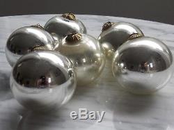 French Vergo Kugel 6 Christmas Ornaments Silver