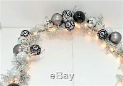 Frontgate Christmas Garland with Ornaments 9.5' Black & White Theme Jim Marvin