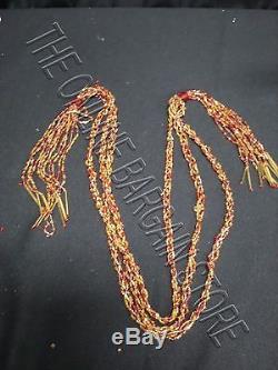 Frontgate Christmas Holiday Set 12 Beaded 33 Swag Ornaments Garland Red Gold