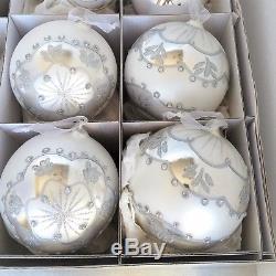 Frontgate Christmas Ornaments 16pc Set Hand Blown Icy Theme By Jim Marvin