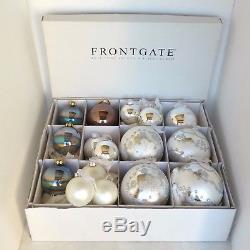 Frontgate Christmas Ornaments 16pc Set Hand Blown Icy Theme By Jim Marvin