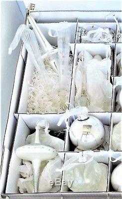 Frontgate Christmas Ornaments 33pc Set Hand Blown Icy Theme By Jim Marvin