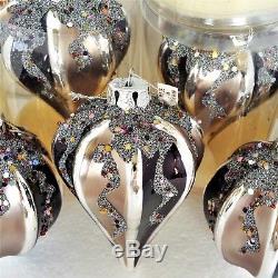 Frontgate Christmas Ornaments 8pc Set Hand Blown Confetti Theme By Jim Marvin