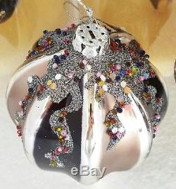 Frontgate Christmas Ornaments 8pc Set Hand Blown Confetti Theme By Jim Marvin