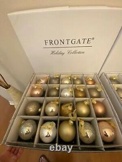 Frontgate christmas ornaments blown glass gold, silver and rose gold set of 59