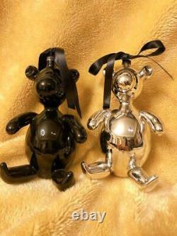 GUCCI Teddy Bear 2002 Limited Christmas Ornament Silver Black 2 Set Unused