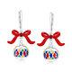 Garnet & Multicolored Enamel Christmas Ornament Drop Earrings in Sterling Silver
