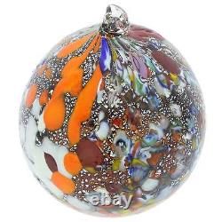 GlassOfVenice Murano Glass Millefiori Silver Foil Christmas Ornament