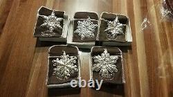 Gorham 1970 1971 1972 1973 1974 Sterling Silver Snowflake Christmas Ornaments