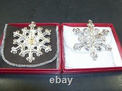 Gorham 1980 Silver plated and 1981 Sterling Snowflake Christmas Ornaments