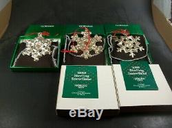 Gorham 1987 1988 & 1989 Sterling Silver Snowflake Christmas Ornament