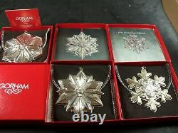 Gorham 1992 1993 and 1994 Sterling Silver Snowflake Christmas Ornaments