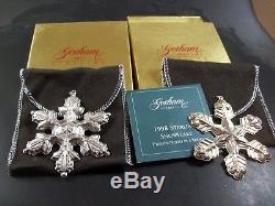 Gorham 1997 and 1998 Sterling Silver Snowflake Christmas Ornament