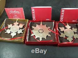 Gorham 2005 2006 and 2007 Sterling Silver Snowflake Christmas Ornaments
