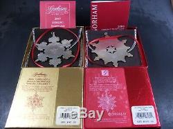 Gorham 2005 and 2006 Sterling Silver Snowflake Christmas Ornaments