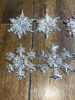 Gorham Sterling Silver Christmas Snowflake Ornaments 1971-1979 & 1987 Lot Of 10