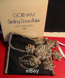 Gorham Sterling Silver Snowflake Ornament Mib 1976
