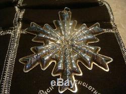 Gorham Sterling Silver Snowflake Xmas Ornaments Set of Four 71 73 74 78 w Bags