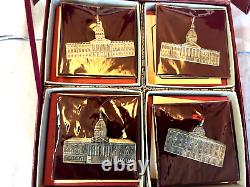 HAND & HAMMER SILVERSMITH Sterling STATE CAPITOL BUILDINGS ORNAMENTS Set of 4