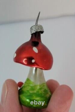 HECHO En Mexico VTG. Hand Blown Glass Mushroom Christmas Ornaments. #144