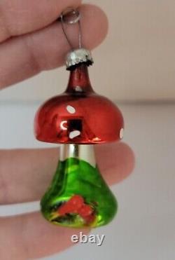 HECHO En Mexico VTG. Hand Blown Glass Mushroom Christmas Ornaments. #144