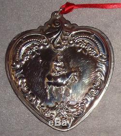 HTF 1999 Wallace 8th Annual Grande Baroque Sterling Silver Heart Xmas Ornament