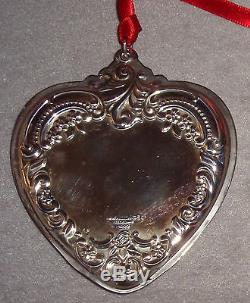 HTF 1999 Wallace 8th Annual Grande Baroque Sterling Silver Heart Xmas Ornament
