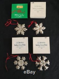 HUGE 36 Gorham Sterling Silver Snowflake Christmas Set 1970-2005 Ornament