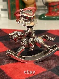 Hallmark Little Gallery Sterling Silver Christmas Ornament Boy Rocking Horse HTF