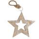 Hanging Wooden Star Christmas Ornament with Silver Edges, Natural/Silver, 6-Inch