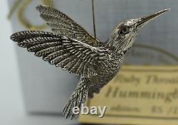 Harry Smith Sterling Silver Ruby Hummingbird Christmas Ornament Feather Tree sz