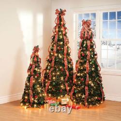 Holiday Peak Pull-Up Christmas Tree, Pre-Lit and Fully Decorated, 7, 7 Foot, 7