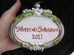 Hotel Del Coronado 2011 Annual Glass Christmas Ornament Silver Bells Collector's