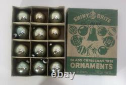 Huge Lot of 46 Vintage Glass Shiny Brite Christmas Ornaments Silver & Gold Balls