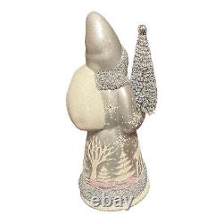 Ino Schaller Silver and White Forest Santa German Paper Mache Candy Container