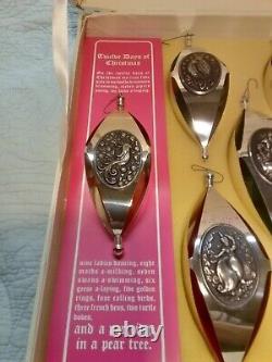 International Silver Twelve Days of Christmas Ornaments Complete in Box