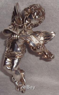 J Reed 1995 Sterling Silver Cherub Angel Violin Xmas Ornament Pendant Medallion