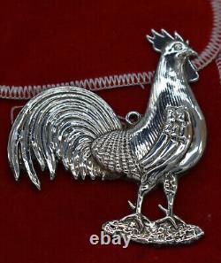 Kirk Stieff Sterling American Heritage Rooster Christmas Ornament Box Pouch