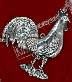 Kirk Stieff Sterling American Heritage Rooster Christmas Ornament Box Pouch