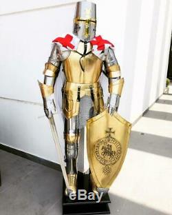 Knight Templar Suit of Armor Medieval Scottish Plate Armor Silver