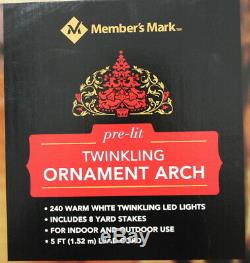 LED Christmas Lighted Twinkling 72 Mesh ARCH ORNAMENT 6 ft Yard Decor Gold New