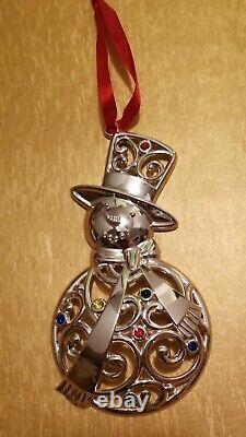 LENOX SILVER PLATED CHRISTMAS ORNAMENTS-SET OF 7, studded with Gemstones