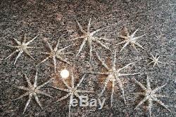 LOT (9) Vintage German Silver Metal Wire Tinsel STAR / SPUTNIK Xmas Ornament