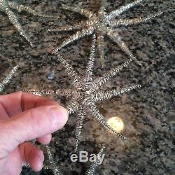 LOT (9) Vintage German Silver Metal Wire Tinsel STAR / SPUTNIK Xmas Ornament