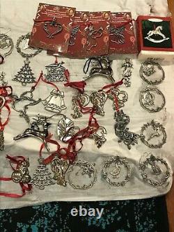 LOT of 77 Pewter and Silver plated Christmas ornaments, over 9 pounds