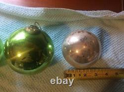 Large 4 Antique German Mercury Glass Kugel Christmas Ornaments