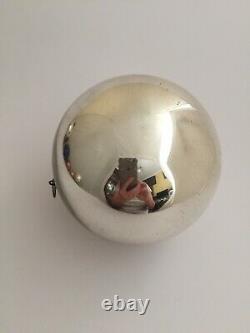 Large Antique 4.75 118mm German Silver Kugel Christmas Ornament Heavy Glass
