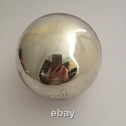 Large Antique 5 inch 126mm German Silver Kugel Christmas Ornament Heavy Glass