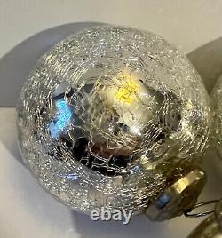 Large Heavy Kugel CHRISTMAS ORNAMENTS Crackle Silver Mercury Glass Xmas